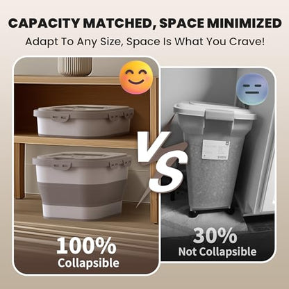 35-40Lbs Airtight Dog Food Storage Container,Collapsible Dog Food Container - color: Khaki/40 lbs