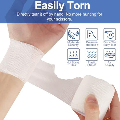 24 Pack White Self Adhesive Bandage, 2” x 5 Yards Medical Wrap, Cohesive Bandage Wrap, White Tape Baseball, Self Stick Bandage Tpae, First Aid Gauze for Ankle, Leg, Arm - color: White, size: 2 Inch