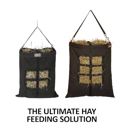 Schneiders Waste-Not Hay Bags | Durable 900D PVC | Easy Hanging with Floating Snap Top | Secure Strap Closure for Stable Feeding | 1 to 2 Flakes | Color Navy - color: Navy, style: 1 to 2 Flakes
