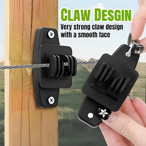 100 Pack Electric Wire Fence Insulators with Screws, Heavy Duty | Wood Post Claw Insulators Fence Accessories, Nail Wood Post Nail on Insulator for Ranch, Agriculture Farm Fence