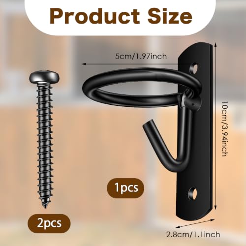Tudomro Equestrian 1 Bucket Hook Hangers, Metal Hooks for Horse Water and Feed Buckets with 2 Screws for Stable, Barn, Farmhouse Supplies (Black) - color: Black