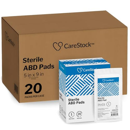 CareStock Abdominal Pads 400- Sterile ABD Pads, 5 x 9 in, 400 Pack, 20 ct - size: 20 Count (Pack of 20)