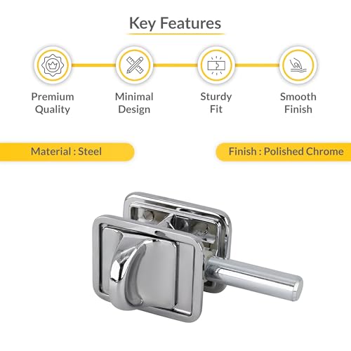Brixwell 91-292 Concealed Latch With Square Hole, Polished Chrome Finish, Fits 1" Steel Doors, 1-3/4" Width,1-3/8" Height, Used for Commercial and Residential Door Applications