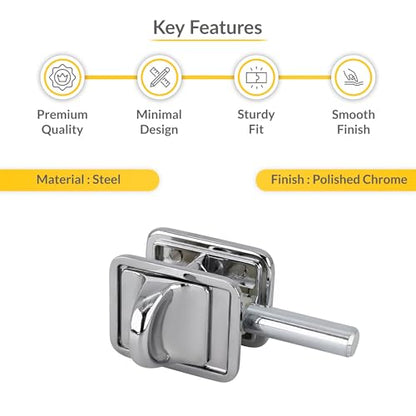 Brixwell 91-292 Concealed Latch With Square Hole, Polished Chrome Finish, Fits 1" Steel Doors, 1-3/4" Width,1-3/8" Height, Used for Commercial and Residential Door Applications