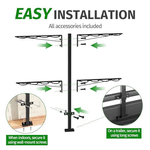 Utility Trailer Tool Rack,Trailer Racks for Lawn Equipment with 8 Tool Holes,Handle Tool Shovel Holder Rack for Truck,Heavy-Duty Landscape Accessories