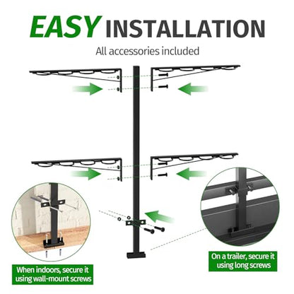 Utility Trailer Tool Rack,Trailer Racks for Lawn Equipment with 8 Tool Holes,Handle Tool Shovel Holder Rack for Truck,Heavy-Duty Landscape Accessories