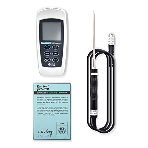 PerfectPrime TC0370, IP67 Water Proof Platinum RTD Thermometer with PT100/4 line Probe - style: 1 CH, RTD Water Proof