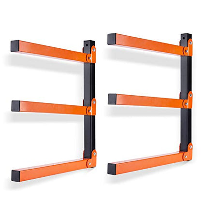 Ultrawall Wall Mount Wood Organizer and Lumber Storage Rack with 3-Level | Garage Metal Wood Storage Rack for Indoor & Outdoor Use, Orange 2 Pack - style: Industrial