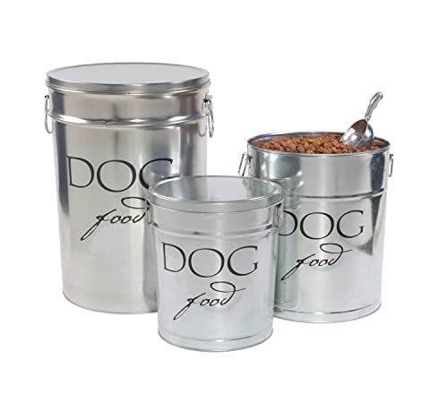 Harry Barker Classic Silver Dog Food Storage Canister – Medium, Airtight Stainless Steel Pet Food Container, Holds Up to 22 lbs Dry Dog Food, Kitchen Counter & Pantry Storage - Silver - color: Silver & Black