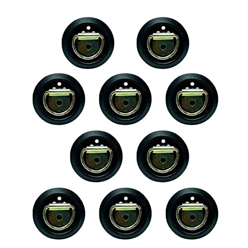 DC Cargo Mall 10 D-Ring Tie-Downs with Plastic Pan Fitting, Anchor Trailer Cargo Load with Floor Flush Surface Mount D-Rings; Safe Tie-Down Working Limit 533 pounds