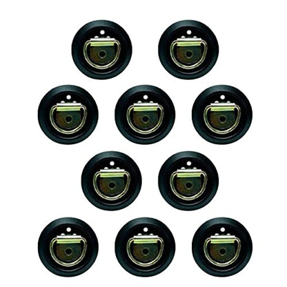 DC Cargo Mall 10 D-Ring Tie-Downs with Plastic Pan Fitting, Anchor Trailer Cargo Load with Floor Flush Surface Mount D-Rings; Safe Tie-Down Working Limit 533 pounds