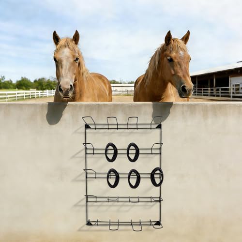 5-Tier Wall Mounted Saddle Pad Rack with 20 Hooks for Stable Storage