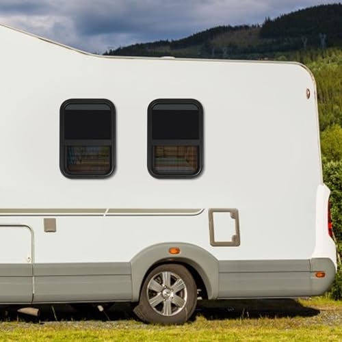 Vertical Sliding Black RV Window for Teardrop, Cargo, Horse Trailer, Marine Camper Window Replacement,15" Wide x 22" Tall, 2 Pack (15"x22") - size: 15"x22"