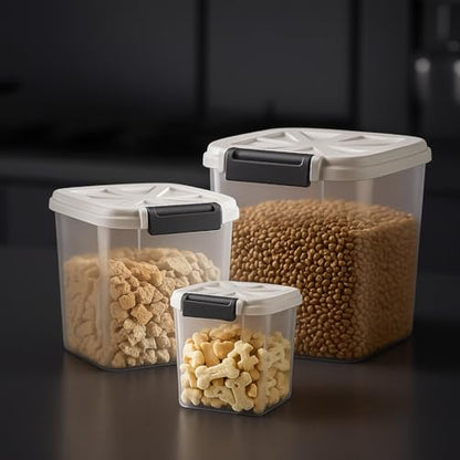 LivLab Mker 20 lb Stackable Pet Food Storage Containers, 3 Pack - color: 20LBS-3Pack-White-2