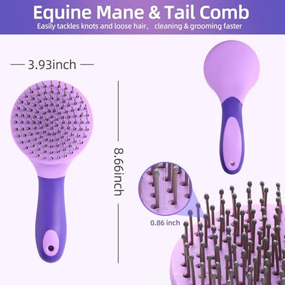 Equine Mane & Tail Combs Horse Brush Shedding Brush Grooming Tool for Horse (Purple) - color: Purple