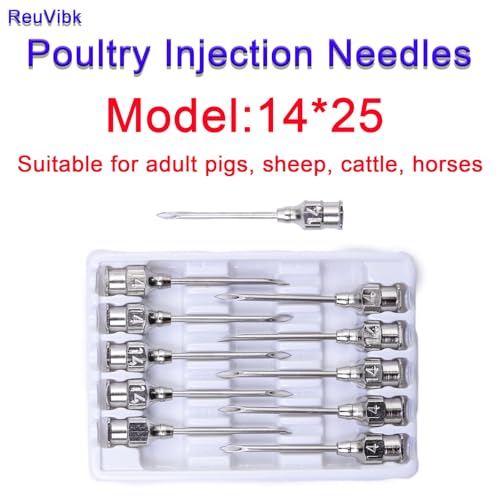 14 Gauge Veterinary Needles, Cattle Needle Poultry Injection Needles 10 Sticks, Suitable for Pigeons, Chickens, Ducks, Geese, Pigs, Sheep, Horses, And Other Large And Small Animals (14*25mm) - size: 14*25mm