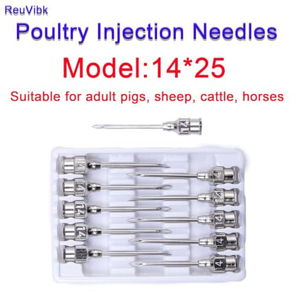 14 Gauge Veterinary Needles, Cattle Needle Poultry Injection Needles 10 Sticks, Suitable for Pigeons, Chickens, Ducks, Geese, Pigs, Sheep, Horses, And Other Large And Small Animals (14*25mm) - size: 14*25mm