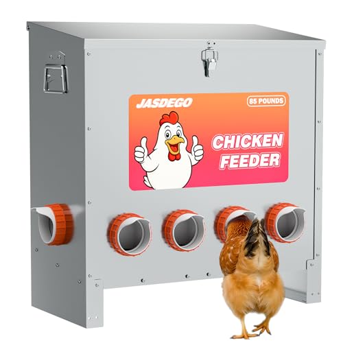 6 Port Automatic Chicken Feeder, No Waste Poultry Feeder with Lid - size: 6 Ports (85-120 LBS)