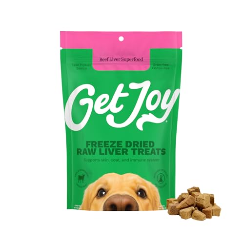 Get Joy Freeze Dried 100% Beef Liver Dog Treats, 4oz | Single Ingredient Organ Meat, High Protein Raw Dog Food Topper, Snack & Training Rewards | Grain Free, Gluten Free, Filler Free - size: 4 Ounce (Pack of 1)