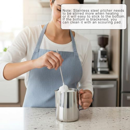32 oz 304 Stainless Steel Pitcher with Lid, 1 L Large Metal Measuring Cup with Handle, Large Mouth Graduated Beakers, Milk Frothing Jug for Latte Art, Espresso Machines, Tea - size: 33.8 Ounces