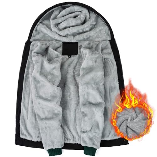 LBL Leading the Better Life Men's Pullover Winter Jackets Hooed Fleece Hoodies Sweatshirt Wool Warm Thick Coats - color: Black, size: Medium