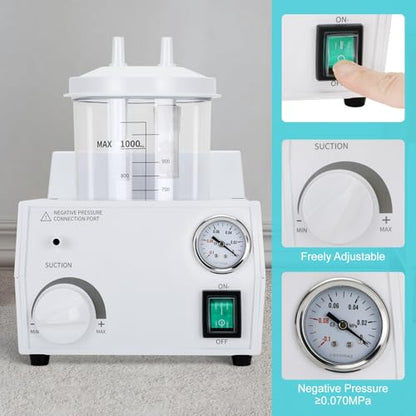 Portable Veterinary Suction Machine | Home Use with 1000ml Capacity 110V