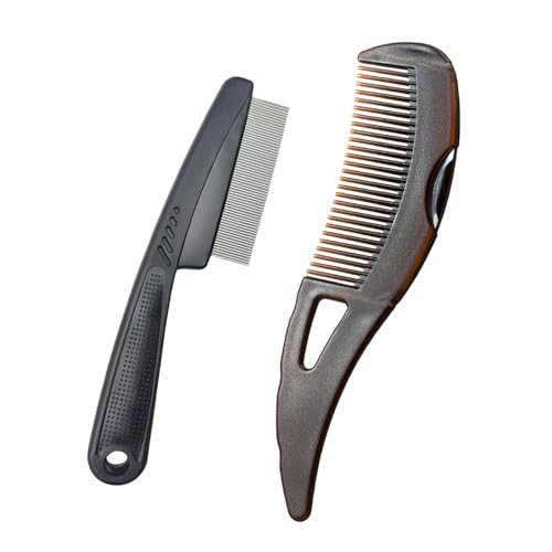 Dandruff Comb Wide Tooth, Stainless Steel Fine Tooth Lice/Psoriasis Scalp Detox Comb for Women, Men & Kids, Professional Portable Sweep/Massage/Clean Shower Brush Tool for Hair Care/Growth (Black) - color: Black