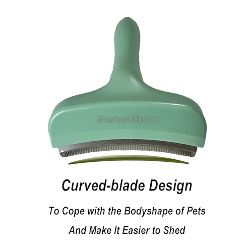 Pet Deshedding Tool with Curve Blade, Cat Grooming Brush, Tight V-shaped Teeth Shedding Comb for Cats and Dogs (Green, Large) - color: Green, size: Large