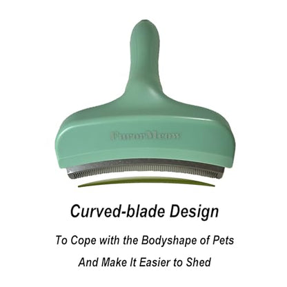 Pet Deshedding Tool with Curve Blade, Cat Grooming Brush, Tight V-shaped Teeth Shedding Comb for Cats and Dogs (Green, Large) - color: Green, size: Large