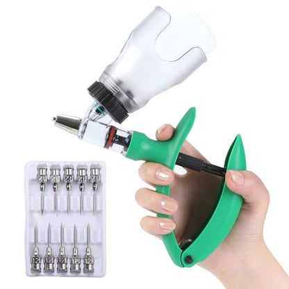 5ml Continuous Self-Refilling Livestock Syringe, 10 Needles Included - color: green