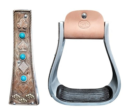 CHALLENGER Horse 5" Aluminum Antique Deck of Cards Engraved Western Saddle Stirrups 51256