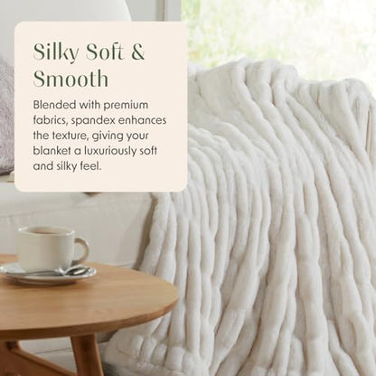 Springtree Home Luxury Micro Plush Throw Blanket | Thick Faux Fur | White | Lily Collection | 50" x 60" | White Blanket | Ultra Plush - color: White Cloud, size: 50" x 60" (Medium)