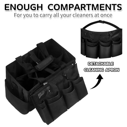 Boczif Cleaning Caddy Bag Wearable,Cleaning Caddy Supplies Organizer（Black） - color: Black