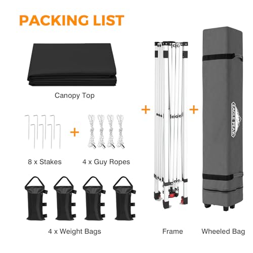 EAGLE PEAK 10x10 Pop Up Canopy Tent Easy Up Canopy Outdoor, Black - color: Black, size: 10x10