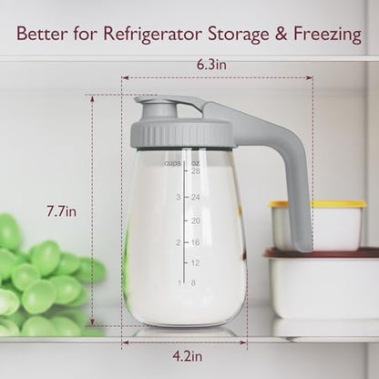 Momcozy Breast Milk Pitcher, Glass Storage Container Wide Mouth, 32oz Gray - color: Gray, size: 32 Ounce-1 Count