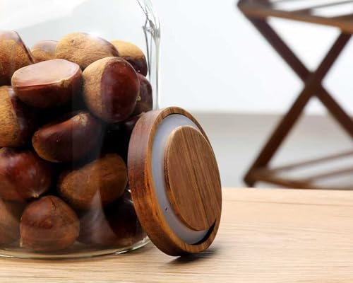 2-Pack 41oz Glass Food Storage Jars with Airtight Wooden Lids - color: 2-Pack-41 oz