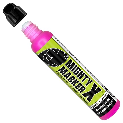 PM-37 Industrial Dauber Paint Marker - 18mm Wide Tip for Metal, Glass & Non-Porous Surfaces - Xylene Free, 45ml Capacity - Fl. Pink - color: Fl. Pink
