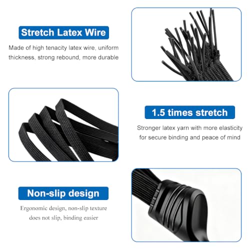 2PCS Motorcycle Helmet Rope, 23.6" Flat Adjustable Bungee Cords with 2 Hooks, High Retractable Elastic Rope Strap Heavy Duty Tie Downs for Dirtbike Motorbike Helmet Luggage