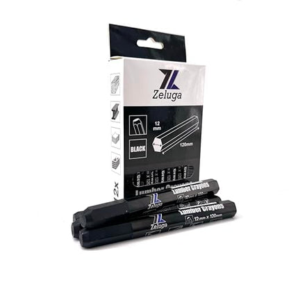 Zeluga 4.7in. x 0.47in. Hex Shape Industrial Lumber Marking Crayons for Clear and Permanent Markings, Black 12 Pack - color: Black, size: 1 Count (Pack of 12)