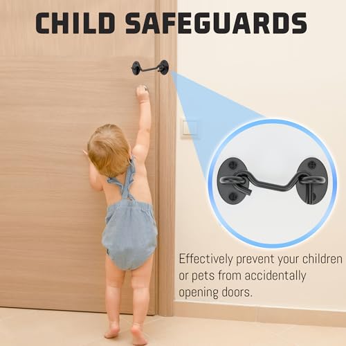 4" Hook and Eye Latch 1 Pack, Privacy Eye Hook Latch, Door Hook Lock, 1Pack | for Indoor Outdoor Slide/Barn/Shed/Door, Window, Fences Cabinet, Barn Door Latch - size: 4 Inch