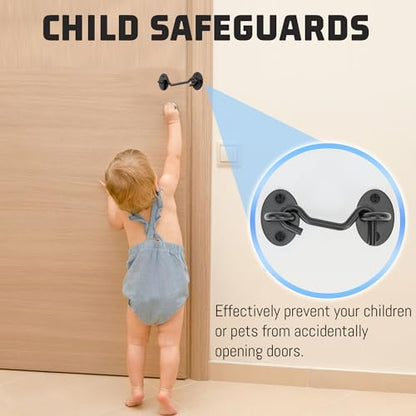 4" Hook and Eye Latch 1 Pack, Privacy Eye Hook Latch, Door Hook Lock, 1Pack | for Indoor Outdoor Slide/Barn/Shed/Door, Window, Fences Cabinet, Barn Door Latch - size: 4 Inch