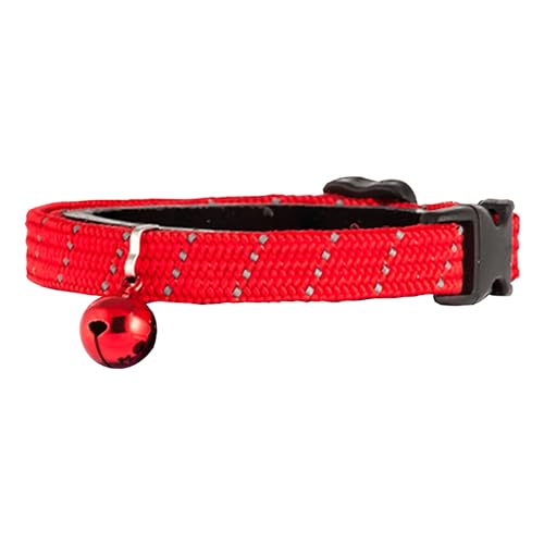 Birdsbesafe Reflective Breakaway Cat Collar with Bell, Safe Design, Red - color: Red