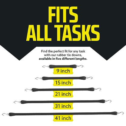 DC Cargo (Pack of 50) Tarp Straps for Flatbed Trailers, 21" Long Natural Rubber Bungee Cord Tie-Downs Ideal for Securing Tarps, Canvases, Cargo in Cold Climates | Tie-Downs w/Metal S-Hooks - size: 50