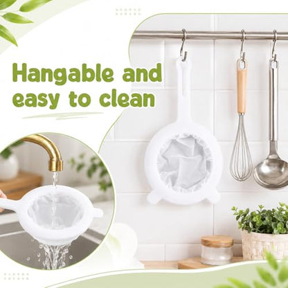 Kitchen Ultra Fine Nylon Mesh Strainer, 400 Mesh Fine Mesh Strainer with Handle Mesh Sieve Kitchen Filter Tool for Liquids Soy Milk Coffee Milk Yogurt Juice Tea Leaf Filter Wine