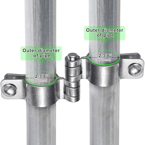 Insaga 2-3/8'' Chain Link Fence Gate Post Hinge Kit, Thick SUS304 Chain Link Fence Parts Includes Female Gate Hinge (2pcs) and Male Gate Hinges (2pcs), Heavy Duty Gate Hinges up to 500LB (2 Pairs) - color: Heavyweight, size: 2-3/8''-2Pack