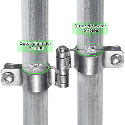 Insaga 2-3/8'' Chain Link Fence Gate Post Hinge Kit, Thick SUS304 Chain Link Fence Parts Includes Female Gate Hinge (2pcs) and Male Gate Hinges (2pcs), Heavy Duty Gate Hinges up to 500LB (2 Pairs) - color: Heavyweight, size: 2-3/8''-2Pack