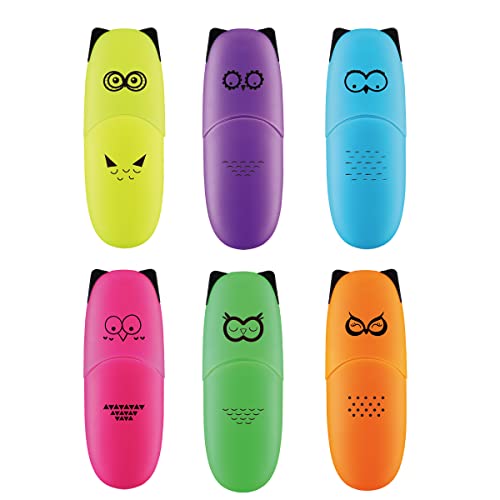 enlegend 6 pieces Cute highlighters Bird Design Kawaii Stuffs Mini Highlighters Pen Neon Color Chisel Tip Gift Highlighter Marker - stocking stuffers - gift for kids - color: Neon Set