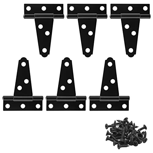 Murtenze 6Pack 2 Inch Black T-Strap Shed Hinge - color: Black, size: 2 Inch - 6Pack