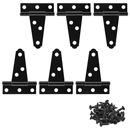 Murtenze 6Pack 2 Inch Black T-Strap Shed Hinge - color: Black, size: 2 Inch - 6Pack