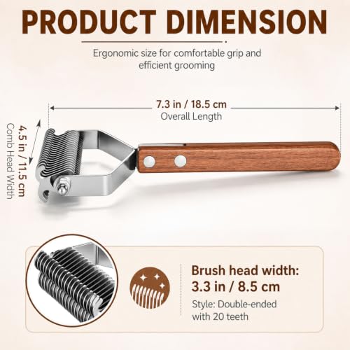 Abbylike 2-sided Livestock Shedding Comb, Grooming Dematting Brush - style: 2-sided